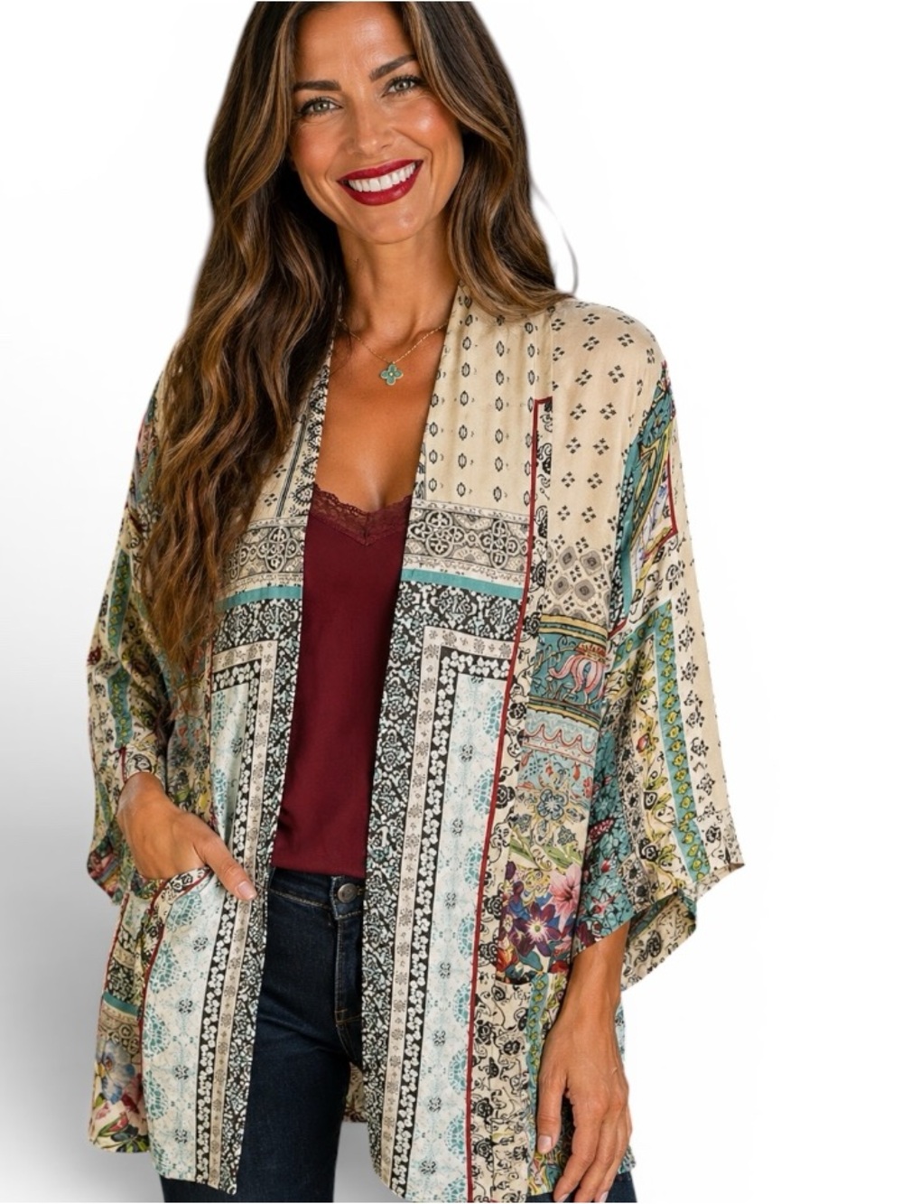 Johnny Was Samira long  silk kimono jacket  NWT
